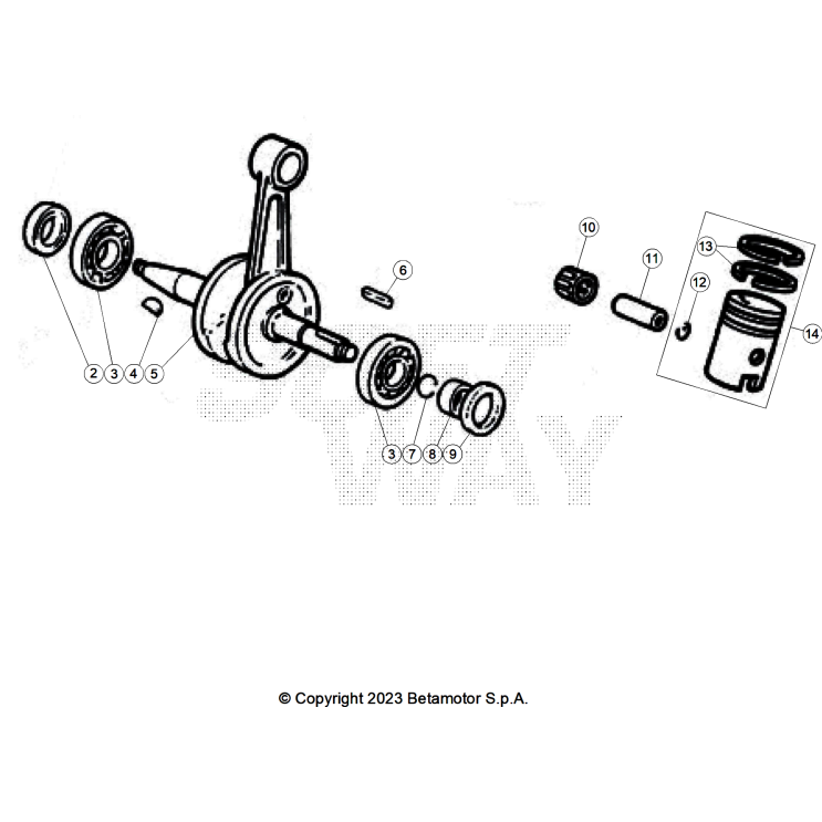 VUE ECLATEE VILEBREQUIN-PISTON BETA MOTARD 50 RR BLACK 2026